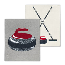 Load image into Gallery viewer, Curling Rock &amp; Brooms Dishcloths. Set of 2
