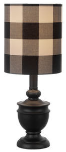 Black Mini Accent Lamp with Gingham Shade