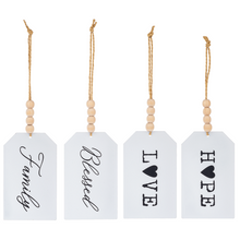 Load image into Gallery viewer, Black &amp; White Family Text Tags with Beaded Hanger- Assorted
