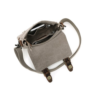 Canvas Purse with Leather Buckles