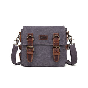 Canvas Purse with Leather Buckles