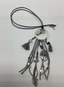 Agate Silver Alloy with Tassels Necklace