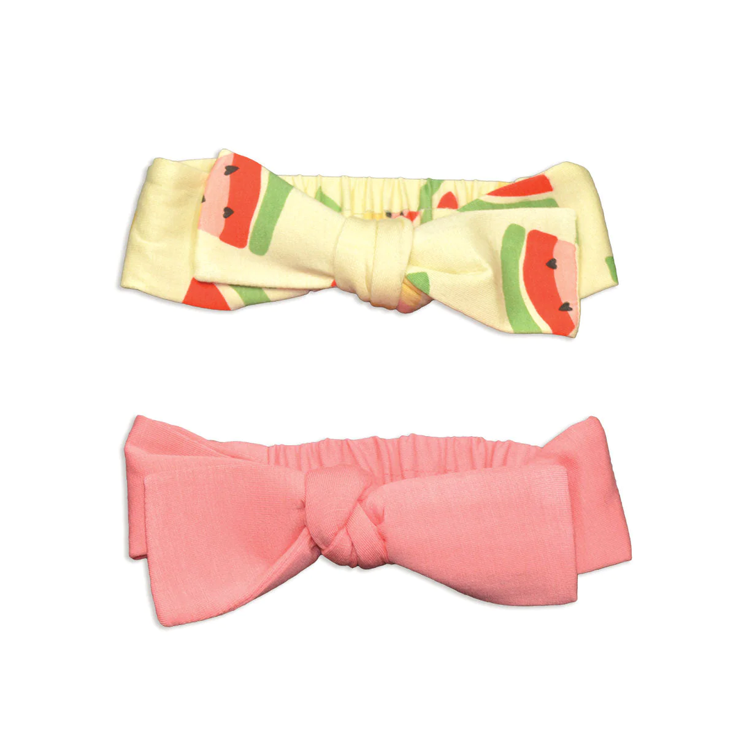 Bamboo Headbands 2 pack Pink- Lemonade/Watermelon Rainbow Print