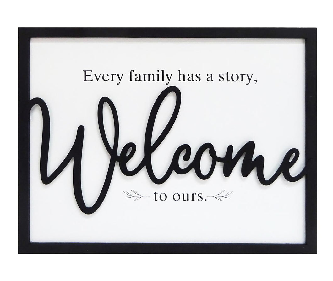 Black Frame with Metal 'Welcome' Sign