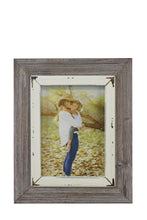 Load image into Gallery viewer, 5x7 White &amp; Brown Wood Picture Frame
