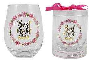 Stemless Wine Glass- Best Mom Ever'