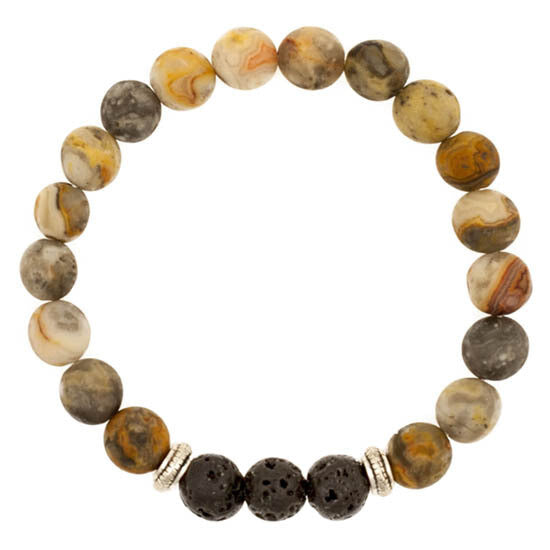 Lava Beads with Natural Agate #007