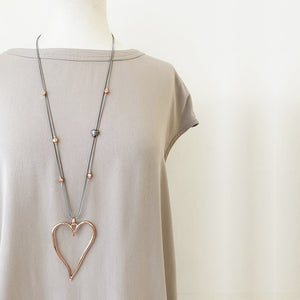 Metallic Heart Adjustable Necklace- Assorted Metals #013