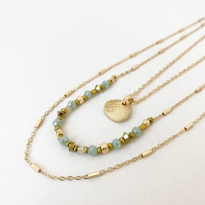 Triple Chain Necklace with Natural Stones-Assorted #027
