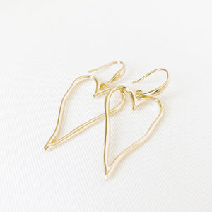 Wavy Metallic Heart Drop Earrings-Assorted Metals #014
