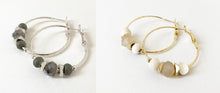 Load image into Gallery viewer, Hoop Earrings with Glass &amp; Wood Beads #032
