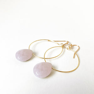 Real Stone Drop Gold Earrings- Assorted Stone Colors #008