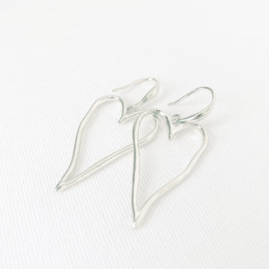 Wavy Metallic Heart Drop Earrings-Assorted Metals #014