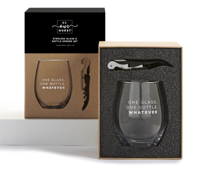 It's Our Time to Wine Stemless Wine Glass & Corkscrew Set