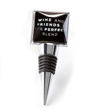 Load image into Gallery viewer, Stemless Wine Glass with Bottle Stopper- &#39;Wine &amp; Friends the Perfect Blend&#39;
