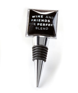 Stemless Wine Glass with Bottle Stopper- 'Wine & Friends the Perfect Blend'