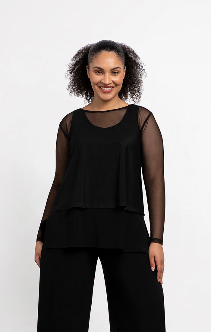 Sympli Long Sleeve Mesh Go To Cropped T